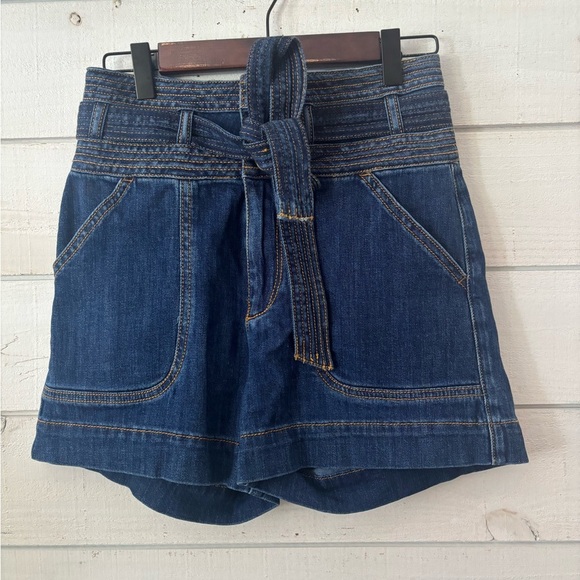 Anthropology Pilcro and the Letterpress Blue Jean Shorts with Paper Bag Waist - Picture 2 of 16